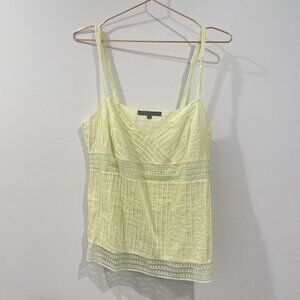 Antonio Melani Lace Pleated Lined Sleeveless Side Zip Blouse Neon Size Medium M